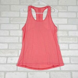 Lululemon Coral Pink Striped Pleated Racerback Athletic Tank Top Womens 4/6